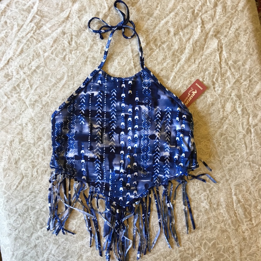 NWT Arizona blue halter print bikini top size M